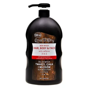 Sampon si gel de dus pentru barbati, cu cofeina, NATURAPHY, 1000 ML
