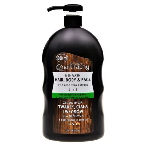 Sampon si gel de dus pentru barbati, cu lemn de santal, NATURAPHY, 1000 ML