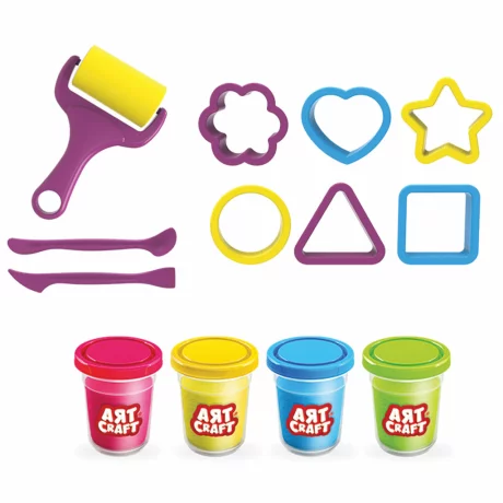 Set Creativ, Plastilina Art Craft, Model Unicorn, Include 4 Cutii cu Pasta Modelatoare 224g, 3 Instrumente pentru Modelat, 6 Forme, Rucsac Depozitare, 3 ani+, Roz