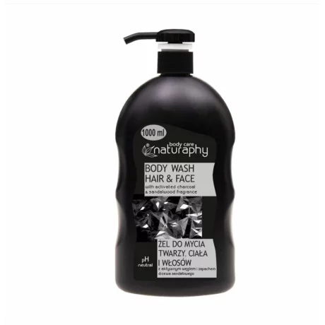 Gel de dus barbati cu carbune, Naturaphy, Black Edition, 1000ml