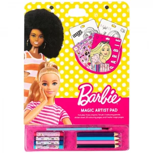Set magic de activitati Barbie (contine 20 foi de colorat, 4 foi magice de colorat, abtibilduri, 4 creioane cerate, 4 creioane color, o pensula)