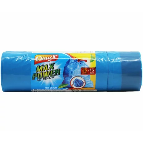 Saci menajeri CLINOX max power cu snur 35L, 15 buc