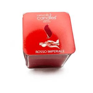 Lumanare parfumata Camomilla, cub, rosu imperial, 115 gr