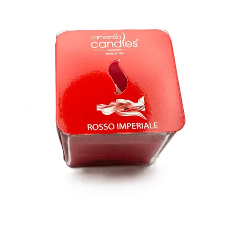 Lumanare parfumata Camomilla, cub, rosu imperial, 115 gr