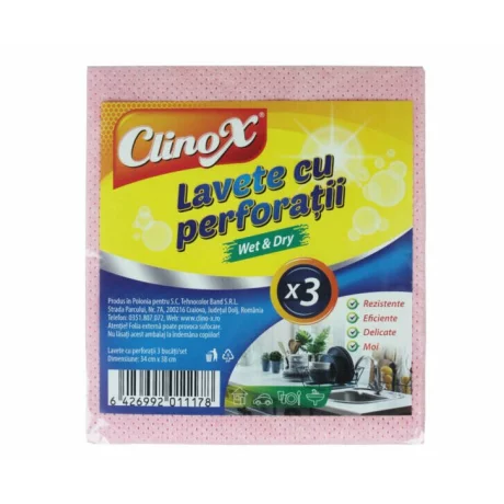 Lavete umede cu perforatii, 34*38cm, Clinox, 3buc/set