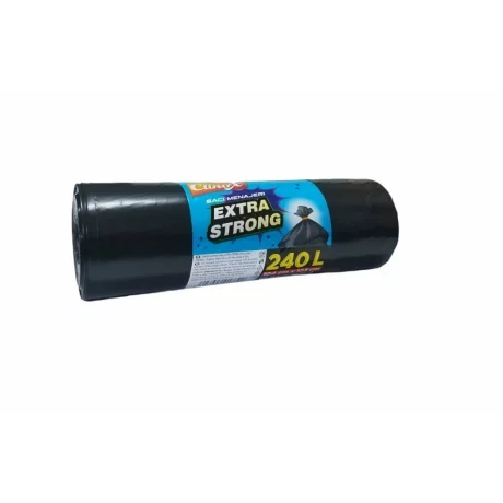 Saci menajeri CLINOX extra strong 240L, 10 buc (104x123 cm) LDPE negru